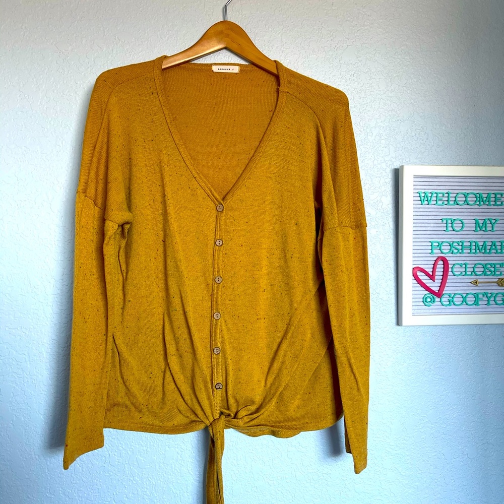 Reborn J tie front Mustard Sweater